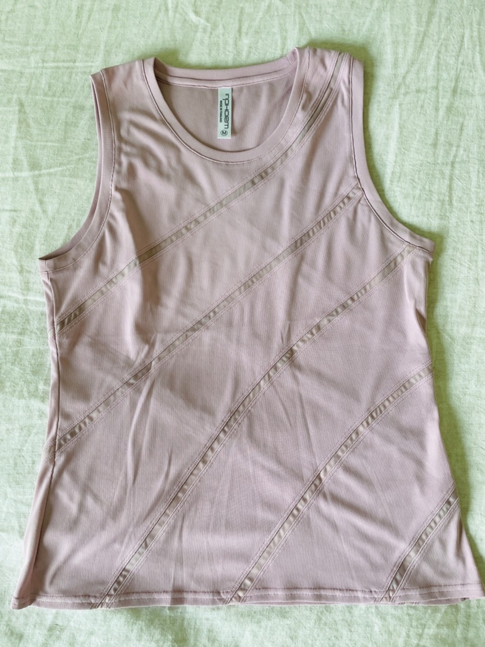 Ribbed Sleeveless Athletic-wear Tank Top - Light Pink